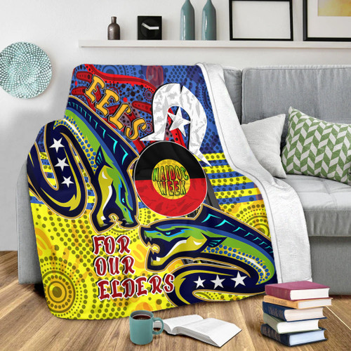 Parramatta Eels Naidoc Week Custom Blanket - Parramatta Eels Naidoc Week For Our Elders With Dot Art Blanket