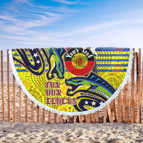 Parramatta Eels Naidoc Week Custom Beach Blanket - Parramatta Eels Naidoc Week For Our Elders With Dot Art Beach Blanket