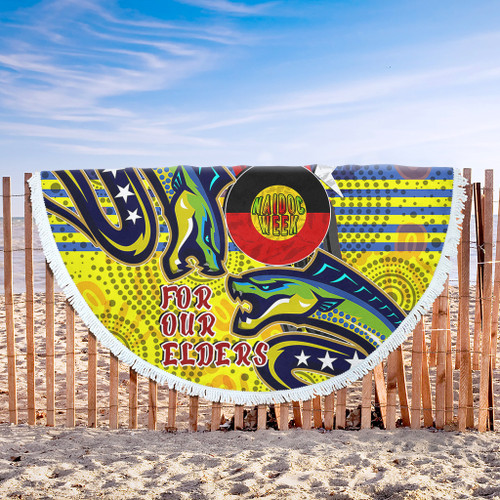 Parramatta Eels Naidoc Week Custom Beach Blanket - Parramatta Eels Naidoc Week For Our Elders With Dot Art Beach Blanket