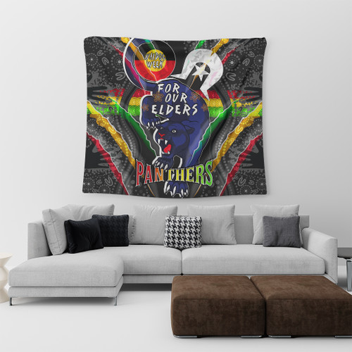 Penrith Panthers Naidoc Week Custom Tapestry - Penrith Panthers Naidoc Week For Our Elders Australian Indigenous Dot Art Tapestry Penrith Panthers Naidoc Week Custom Tapestry - Penrith Panthers Naidoc Week For Our Elders Australian Indigenous Dot Art Tapestry
