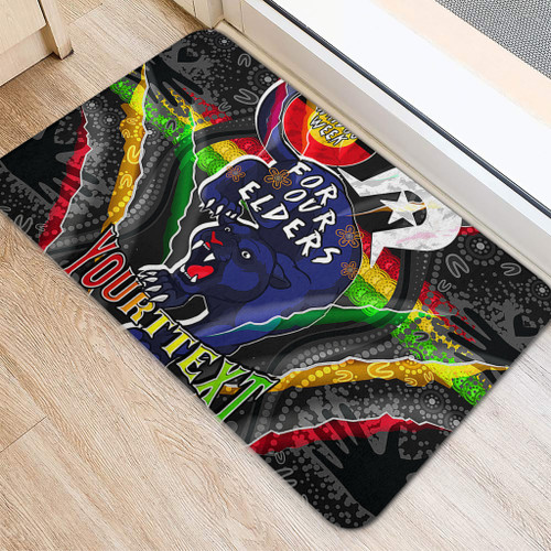 Penrith Panthers Naidoc Week Custom Door Mat - Penrith Panthers Naidoc Week For Our Elders Australian Indigenous Dot Art Door Mat