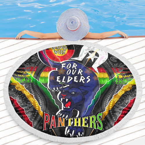 Penrith Panthers Naidoc Week Custom Beach Blanket - Penrith Panthers Naidoc Week For Our Elders Australian Indigenous Dot Art Beach Blanket Penrith Panthers Naidoc Week Custom Beach Blanket - Penrith Panthers Naidoc Week For Our Elders Australian Indigenous Dot Art Beach Blanket