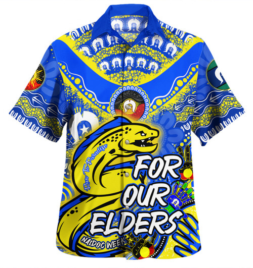 Parramatta Eels Naidoc Week Custom Hawaiian Shirt - For Our Elders Run to Paradise Hawaiian Shirt