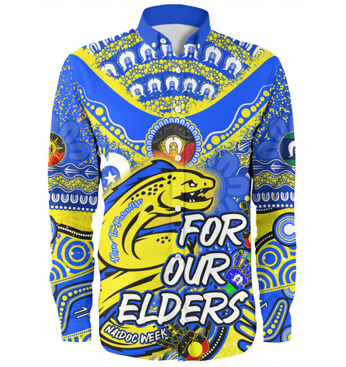 Parramatta Eels Naidoc Week Custom Long Sleeve Shirts - For Our Elders Run to Paradise Long Sleeve Shirts