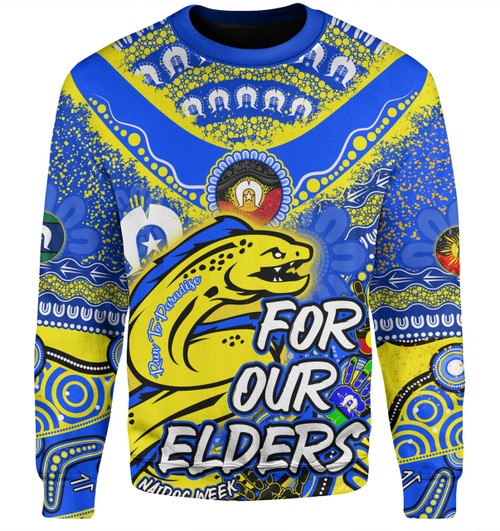 Parramatta Eels Naidoc Week Custom Sweatshirt - For Our Elders Run to Paradise Sweatshirt