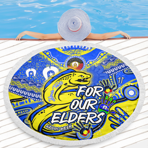 Parramatta Eels Naidoc Week Custom Beach Blanket - For Our Elders Run to Paradise Beach Blanket