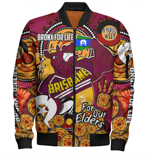 Brisbane Broncos Naidoc Week Custom Bomber Jacket - Brisbane Broncos Naidoc Week For Our Elders Bronx for Life Sport Style Bomber Jacket Brisbane Broncos Naidoc Week Custom Bomber Jacket - Brisbane Broncos Naidoc Week For Our Elders Bronx for Life Sport Style Bomber Jacket