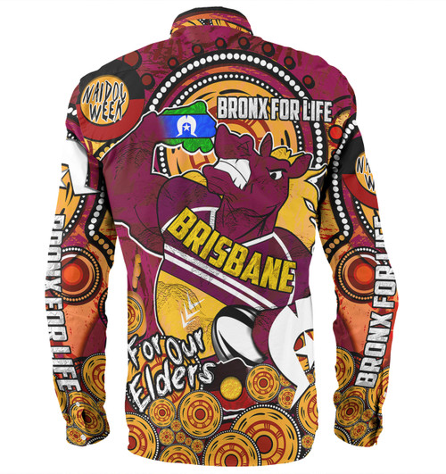 Brisbane Broncos Naidoc Week Custom Long Sleeve Shirts - Brisbane Broncos Naidoc Week For Our Elders Bronx for Life Sport Style Long Sleeve Shirts