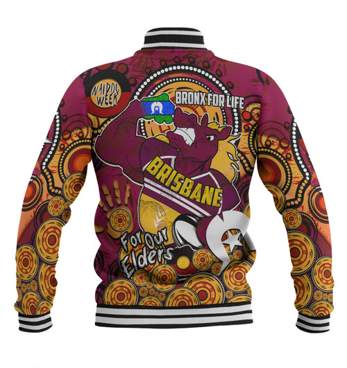 Brisbane Broncos Naidoc Week Custom Baseball Jacket - Brisbane Broncos Naidoc Week For Our Elders Bronx for Life Sport Style Baseball Jacket