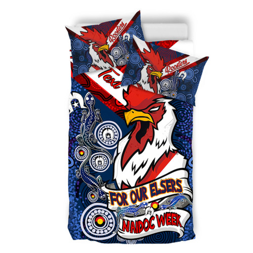 Sydney Roosters Naidoc Week Custom Bedding Set - Sydney Roosters Naidoc WeekFor Our Elders Dot Art Style With Lizard Bedding Set Sydney Roosters Naidoc Week Custom Bedding Set - Sydney Roosters Naidoc WeekFor Our Elders Dot Art Style With Lizard Bedding Set