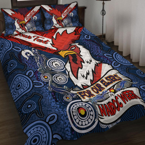 Sydney Roosters Naidoc Week Custom Quilt Bed Set - Sydney Roosters Naidoc WeekFor Our Elders Dot Art Style With Lizard Quilt Bed Set Sydney Roosters Naidoc Week Custom Quilt Bed Set - Sydney Roosters Naidoc WeekFor Our Elders Dot Art Style With Lizard Quilt Bed Set