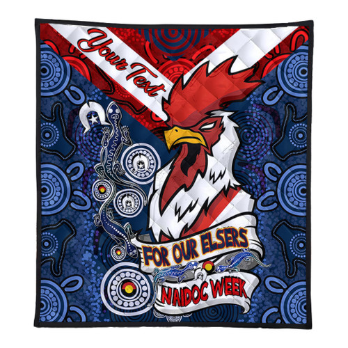 Sydney Roosters Naidoc Week Custom Quilt - Sydney Roosters Naidoc WeekFor Our Elders Dot Art Style With Lizard Quilt Sydney Roosters Naidoc Week Custom Quilt - Sydney Roosters Naidoc WeekFor Our Elders Dot Art Style With Lizard Quilt