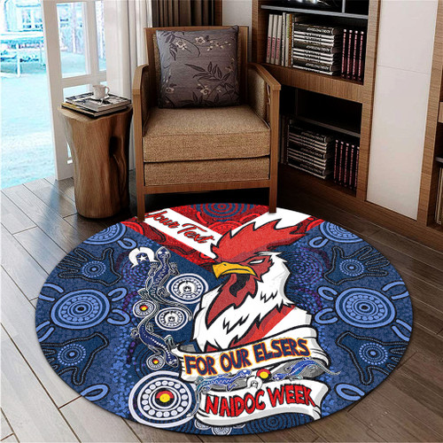 Sydney Roosters Naidoc Week Custom Round Rug - Sydney Roosters Naidoc WeekFor Our Elders Dot Art Style With Lizard Round Rug Sydney Roosters Naidoc Week Custom Round Rug - Sydney Roosters Naidoc WeekFor Our Elders Dot Art Style With Lizard Round Rug