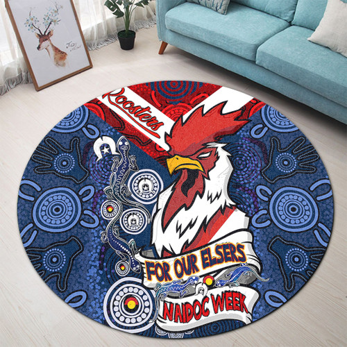 Sydney Roosters Naidoc Week Custom Round Rug - Sydney Roosters Naidoc WeekFor Our Elders Dot Art Style With Lizard Round Rug Sydney Roosters Naidoc Week Custom Round Rug - Sydney Roosters Naidoc WeekFor Our Elders Dot Art Style With Lizard Round Rug