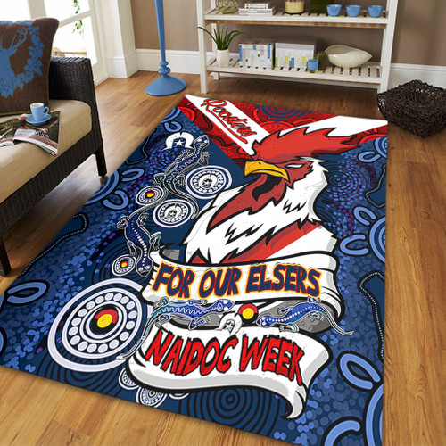 Sydney Roosters Naidoc Week Custom Area Rug - Sydney Roosters Naidoc WeekFor Our Elders Dot Art Style With Lizard Area Rug Sydney Roosters Naidoc Week Custom Area Rug - Sydney Roosters Naidoc WeekFor Our Elders Dot Art Style With Lizard Area Rug