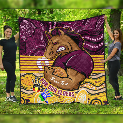 Brisbane Broncos Naidoc Week Custom Quilt - Brisbane Broncos For Our Elders Aboriginal Inspired Quilt Brisbane Broncos Naidoc Week Custom Quilt - Brisbane Broncos For Our Elders Aboriginal Inspired Quilt