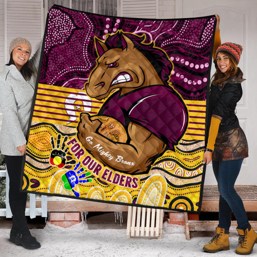 Brisbane Broncos Naidoc Week Custom Quilt - Brisbane Broncos For Our Elders Aboriginal Inspired Quilt Brisbane Broncos Naidoc Week Custom Quilt - Brisbane Broncos For Our Elders Aboriginal Inspired Quilt
