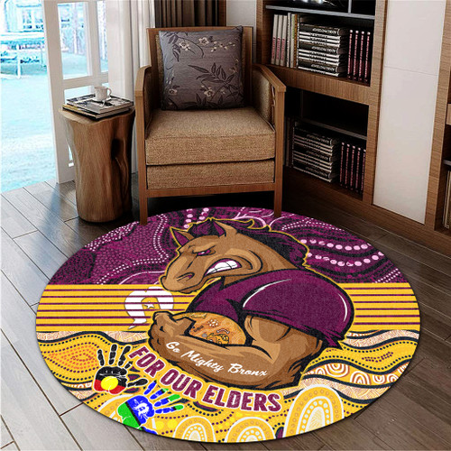Brisbane Broncos Naidoc Week Custom Round Rug - Brisbane Broncos For Our Elders Aboriginal Inspired Round Rug Brisbane Broncos Naidoc Week Custom Round Rug - Brisbane Broncos For Our Elders Aboriginal Inspired Round Rug
