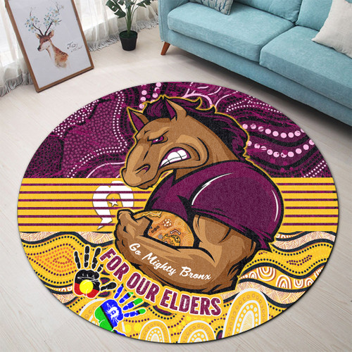 Brisbane Broncos Naidoc Week Custom Round Rug - Brisbane Broncos For Our Elders Aboriginal Inspired Round Rug Brisbane Broncos Naidoc Week Custom Round Rug - Brisbane Broncos For Our Elders Aboriginal Inspired Round Rug