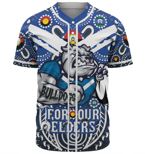 Canterbury-Bankstown Bulldogs Naidoc Week Custom Baseball Shirt - Bulldogs Naidoc For Our Elders Dot Art Style Baseball Shirt