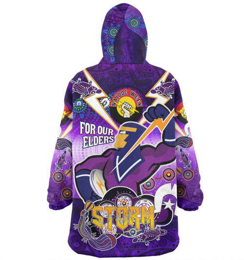 Melbourne Storm Naidoc Week Custom Snug Hoodie - Storm Naidoc For Our Elders Dot Art Style With Platypus, And Thunther Snug Hoodie Melbourne Storm Naidoc Week Custom Snug Hoodie - Storm Naidoc For Our Elders Dot Art Style With Platypus, And Thunther Snug Hoodie