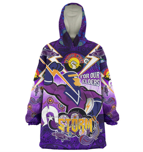 Melbourne Storm Naidoc Week Custom Snug Hoodie - Storm Naidoc For Our Elders Dot Art Style With Platypus, And Thunther Snug Hoodie Melbourne Storm Naidoc Week Custom Snug Hoodie - Storm Naidoc For Our Elders Dot Art Style With Platypus, And Thunther Snug Hoodie