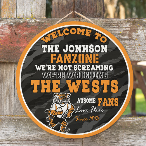 Wests Tigers Door Sign - Welcome To Our Fan Zone Door Sign