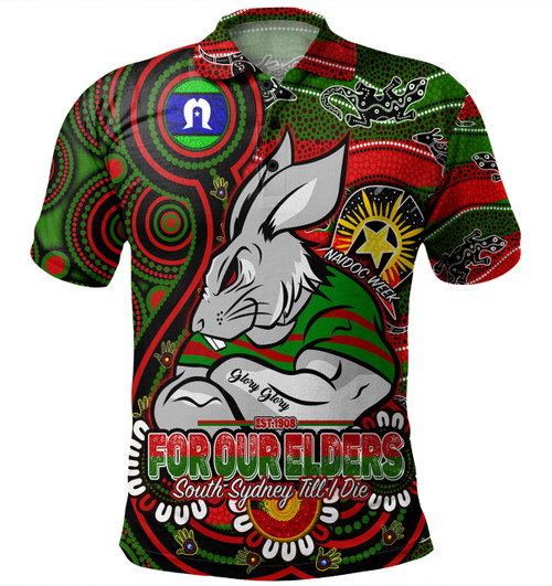 South Sydney Rabbitohs Custom Polo Shirt - Bunnies For Our Elders Hoodie Polo Shirt