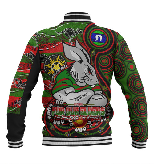 South Sydney Rabbitohs Custom Baseball Jacket - Bunnies For Our Elders Hoodie Baseball Jacket