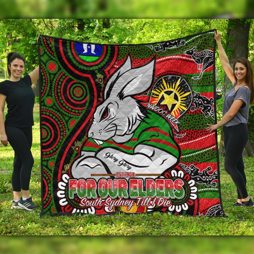 South Sydney Rabbitohs Custom Quilt - Bunnies For Our Elders Hoodie Quilt South Sydney Rabbitohs Custom Quilt - Bunnies For Our Elders Hoodie Quilt