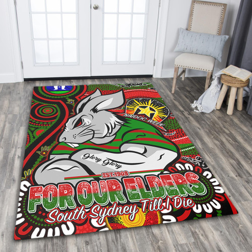 South Sydney Rabbitohs Custom Area Rug - Bunnies For Our Elders Hoodie Area Rug