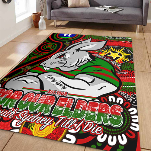South Sydney Rabbitohs Custom Area Rug - Bunnies For Our Elders Hoodie Area Rug