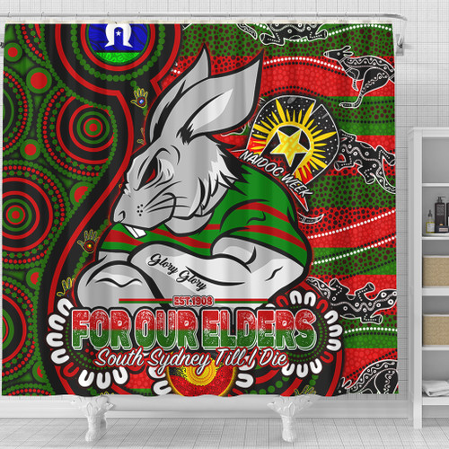 South Sydney Rabbitohs Custom Shower Curtain - Bunnies For Our Elders Hoodie Shower Curtain