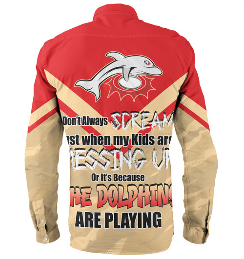 Redcliffe Dolphins Mother's Day Long Sleeve Shirt - Screaming Mom and Crazy Fan Redcliffe Dolphins Mother's Day Long Sleeve Shirt - Screaming Mom and Crazy Fan