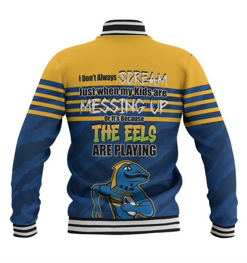 Parramatta Eels Mother's Day Baseball Jacket - Screaming Mom and Crazy Fan Parramatta Eels Mother's Day Baseball Jacket - Screaming Mom and Crazy Fan