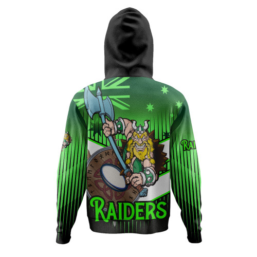 Canberra City Sport Hoodie - Raiders Mascot With Australia Flag Canberra City Sport Hoodie - Raiders Mascot With Australia Flag