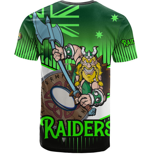 Canberra City Sport T-Shirt - Raiders Mascot With Australia Flag Canberra City Sport T-Shirt - Raiders Mascot With Australia Flag