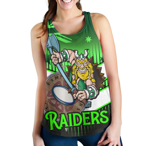 Canberra City Sport Women's Racerback Tank - Raiders Mascot With Australia Flag Canberra City Sport Women's Racerback Tank - Raiders Mascot With Australia Flag