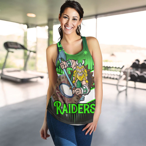 Canberra City Sport Women's Racerback Tank - Raiders Mascot With Australia Flag Canberra City Sport Women's Racerback Tank - Raiders Mascot With Australia Flag