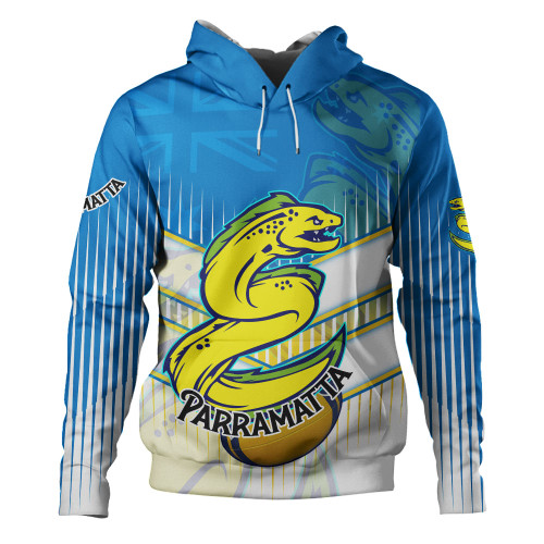 Parramatta Eels Sport Hoodie - Parramatta Eels Mascot With Australia Flag