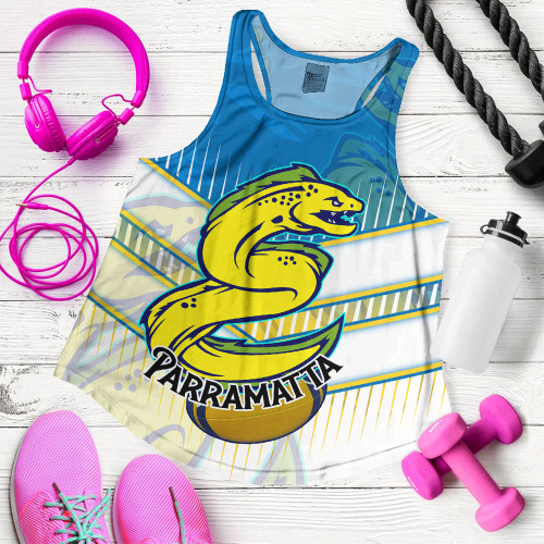 Parramatta Eels Sport Women's Racerback Tank - Parramatta Eels Mascot With Australia Flag