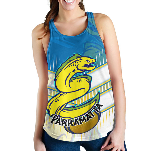Parramatta Eels Sport Women's Racerback Tank - Parramatta Eels Mascot With Australia Flag