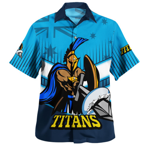 Gold Coast Sport Hawaiian Shirt - Titans Mascot With Australia Flag