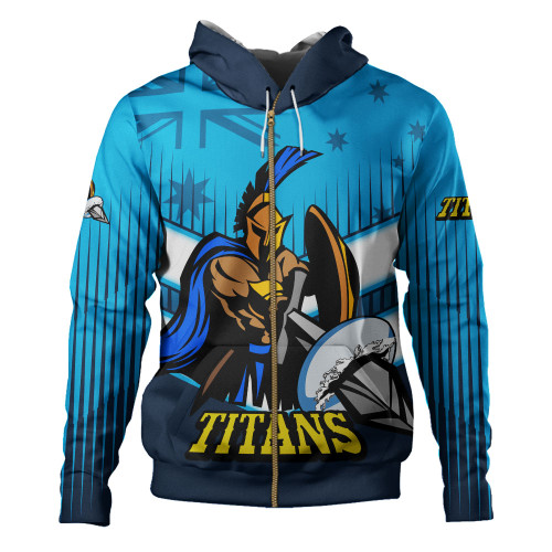 Gold Coast Sport Hoodie - Titans Mascot With Australia Flag Gold Coast Sport Hoodie - Titans Mascot With Australia Flag