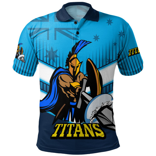 Gold Coast Sport Polo Shirt - Titans Mascot With Australia Flag