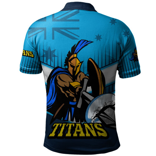 Gold Coast Sport Polo Shirt - Titans Mascot With Australia Flag Gold Coast Sport Polo Shirt - Titans Mascot With Australia Flag