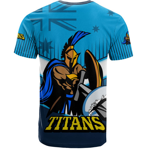 Gold Coast Sport T-Shirt - Titans Mascot With Australia Flag Gold Coast Sport T-Shirt - Titans Mascot With Australia Flag