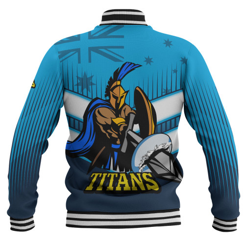 Gold Coast Sport Baseball Jacket - Titans Mascot With Australia Flag Gold Coast Sport Baseball Jacket - Titans Mascot With Australia Flag