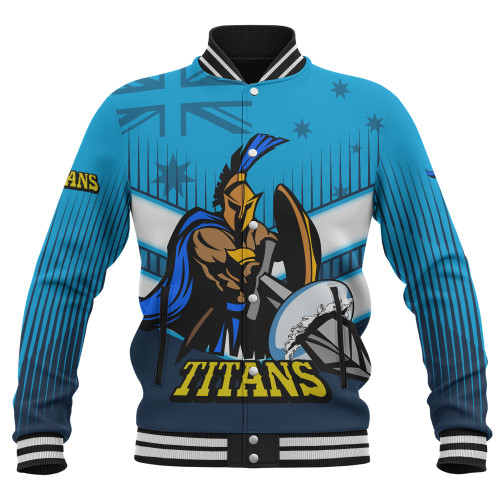 Gold Coast Sport Baseball Jacket - Titans Mascot With Australia Flag