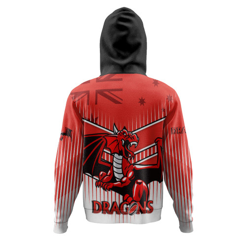 Illawarra and St George Sport Hoodie - Dragons Mascot With Australia Flag Illawarra and St George Sport Hoodie - Dragons Mascot With Australia Flag